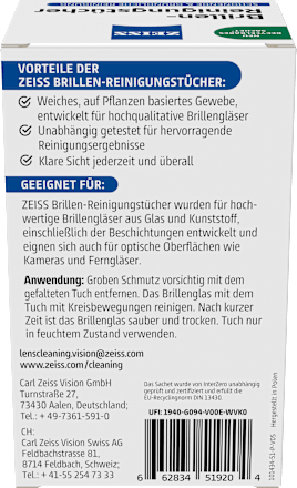 Brillen-Reinigungstücher Zeiss