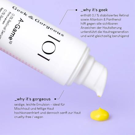 Serum za obraz z 0,1 % retinala A- Game¹⁰ Geek&Gorgeous