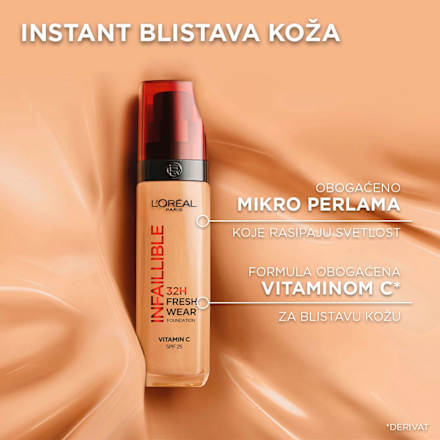 Infaillible 32H FRESH WEAR tečni puder – 200 Warm, SPF 25 L'ORÉAL PARiS