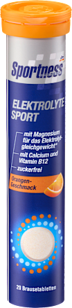  Elektrolyte Sport pezsgőtabletta ásványi anyagokkal és vitaminokkal, édesítőszerrel, narancs ízű Sportness