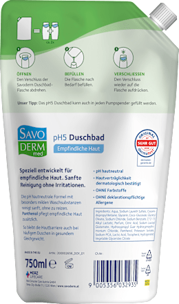 Duschgel pH5 empfindliche Haut Nachfüllpack Savoderm med