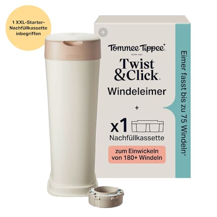 Windeleimer Twist & Click XL creme/weiß inkl. 1 Nachfüllkassette Tommee Tippee