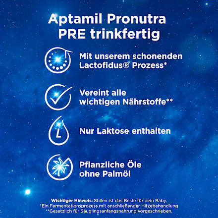 Anfangsmilch Pronutra Pre trinkfertig von Geburt an 4x200ml Aptamil