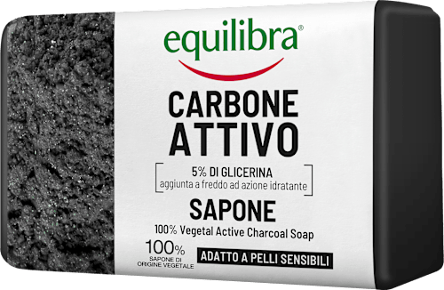 Sapone solido 100% vegetale detox con carbone attivo equilibra