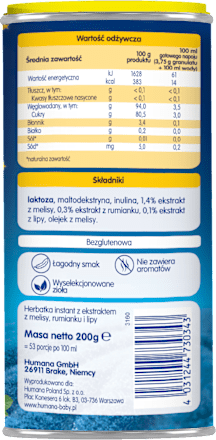 Herbatka na dobranoc dla niemowląt po 4. miesiącu życia Humana