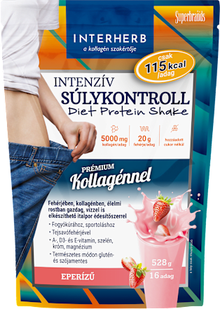 Intenzív súlykontroll Shake kollagénnel, eper ízesítéssel Interherb