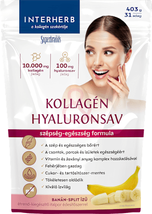 Kollagén Hyaluronsav italpor, BANÁN-SPLIT ízű Interherb