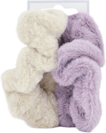 Plüss scrunchie (skunci), bézs és rózsaszín ebelin