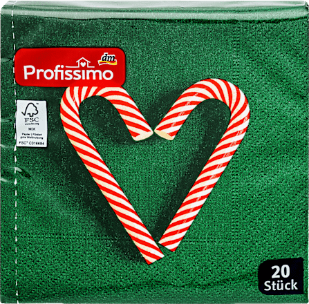 Cocktailservietten mit Zuckerstangen Motiv 25 x 25 cm Profissimo