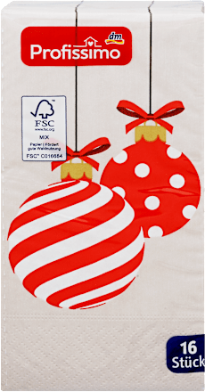 Servietten Weihnachtskugel mit Schleife 33x33 cm Profissimo