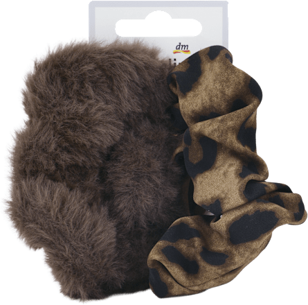 Plüss scrunchie (skunci), barna és leopárd ebelin