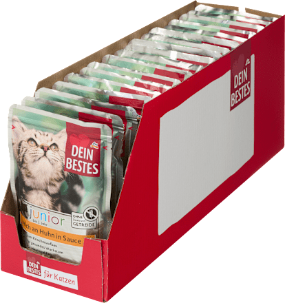 Nassfutter Katze Kitten reich an Huhn in Sauce, Junior Multipack (18x100 g) Dein Bestes