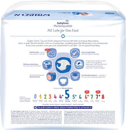 Scutece Premium junior mărimea 5 (10-16 kg) babylove