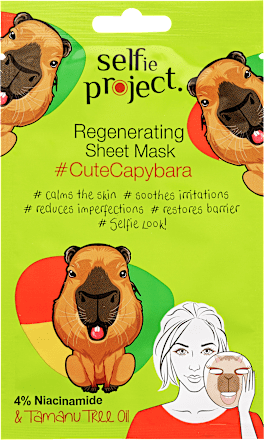 Fátyolmaszk Regenerating Sheet Mask CuteCapybara Selfie Project