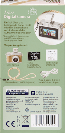 Mini Digitalkamera 16GB schwarz Paradies
