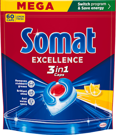 Kapsułki do zmywarki Excellence 3w1 Lemon Somat