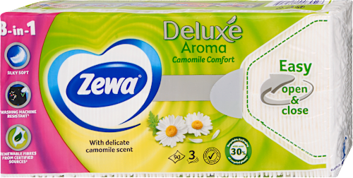 Papír zsebkendő Deluxe, Camomile Comfort,  3 rétegű ZEWA
