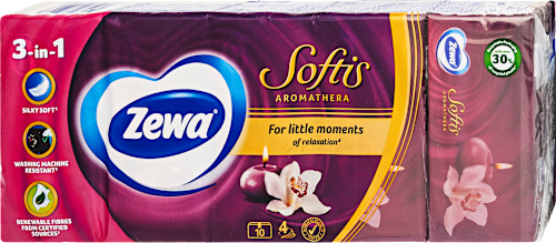 Papír zsebkendő Softis, Aromathera, 4 rétegű, 10x9db ZEWA