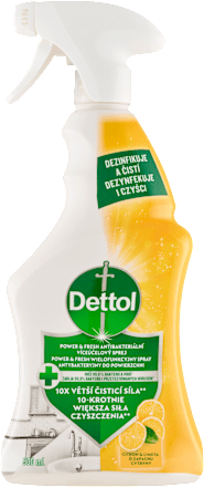 Power & Fresh antibakteriální sprej na povrchy citron & limetka Dettol