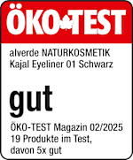 Grafik: Öko Test alverde NATURKOSMETIK Kajal Eyeliner 01 Schwarz gut ÖKO-TEST Magazin 02/2025 19 Produkte im Test, davon 5x gut 
