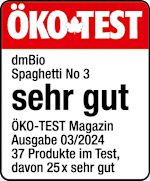 Grafik: Öko Test dmBio Spaghetti No 3 sehr gut ÖKO-TEST Magazin Ausgabe 03/2024 37 Produkte im Test, davon 25x sehr gut 