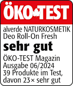 Grafik: Öko Test alverde NATURKOSMETIK Deo Roll-On Fresh sehr gut Öko-TEST Magazin Ausgabe 06/2024 39 Produkte im Test, davon 23x sehr gut