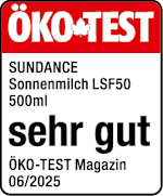 Grafik: Öko Test SUNDANCE Sonnenmilch LSF50 500ml sehr gut ÖKO-TEST Magazin 06/2025
