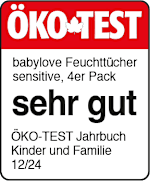 Grafik: Öko Test babylove Feuchttücher sensitive, 4er Pack sehr gut ÖKO-TEST Jahrbuch Kinder und Familie 12/24