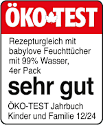 Grafik: Öko Test Rezepturgleich mit babylove Feuchttücher mit 99% Wasser, 4er Pack sehr gut Öko-TEST Magazin 12/2024