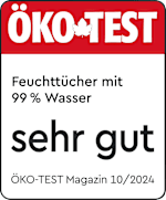 Grafik: Öko Test Feuchttücher mit 99 % Wasser sehr gut ÖKO-TEST Magazin 10/2024
