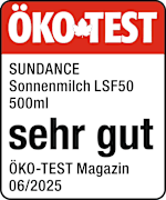 Öko-Test: Sundance Sonnenmilch LSF 50 500ml - sehr gut - Öko-Test Magazin 06/2025
