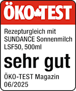 Öko-Test: Rezepturabgleich mit SUNDANCE Sonnenmilch LSF 50, 500ml - sehr gut - Öko-Test Magazin 06/2025