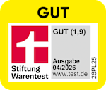 Grafik: Gut Stiftung Warentest Gut (1,9) Ausgabe 04/2026 www.test.de 26PL25