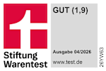Grafik: Gut (1,9) Stiftung Warentest Ausgabe 04/2026 www.test.de 26YW63