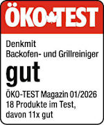 Grafik: ÖKO TEST Denkmit Backofen- und Grillreiniger gut ÖKO-TEST Magazin 01/2026 18 Produkte im Test, davon 11x gut