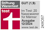 Grafik: Stiftung Warentest GUT (1,9) Im Test: 20 Nassrasierer für Männer Ausgabe 12/2024 www.text.de 24XO57