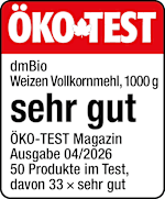 ÖKO-TEST

dmBio
Weizen Vollkornmehl, 1000 g

sehr gut

ÖKO-TEST Magazin
Ausgabe 04/2026
50 Produkte im Test,
davon 23 x sehr gut