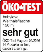 Ökotest babylove Weithalsflasche 150 ml sehr gut Öko-Test Magazin 02/2026, 14 Produkte im Test, davon 9 x sehr gut