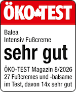 Öko-Test Balea intensiv Fußcreme sehr gut - Öko-Test Magazin 8/2026 - 27 Fußcremes und -balsame im Test, davon 14x sehr gut