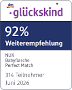glückskind 92% Weiterempfehlung NUK Babyflasche Perfect Match 314 Teilnehmer Juni 2026