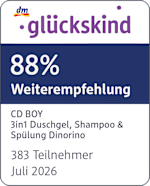 dm glückskind 88% Weiterempfehlung CD BOY 3in1 Duschgel, Shampoo & Spülung Dinorino 383 Teilnehmer Juli 2026