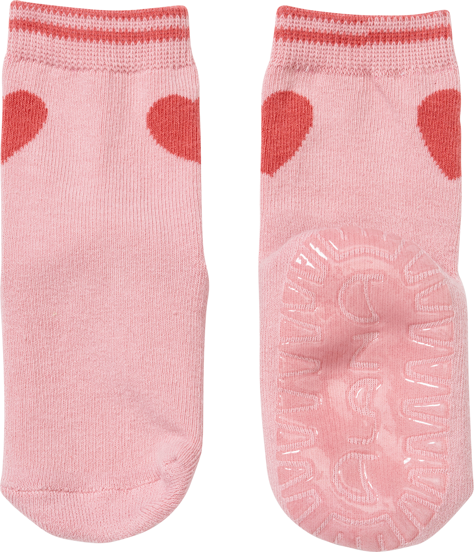 Stoppersocken mit Herz-Motiv, rosa, Gr. 21/22