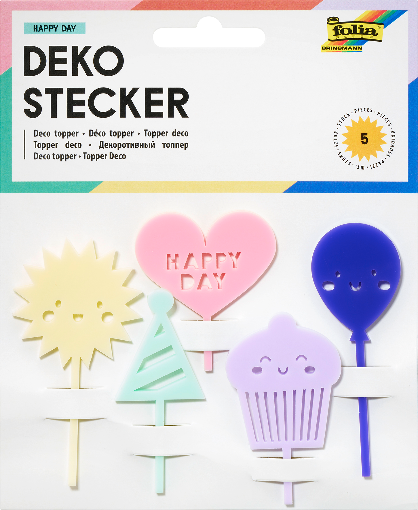 Geburtstagskranz-Stecker-Set aus Acryl 5tlg, Pastell 