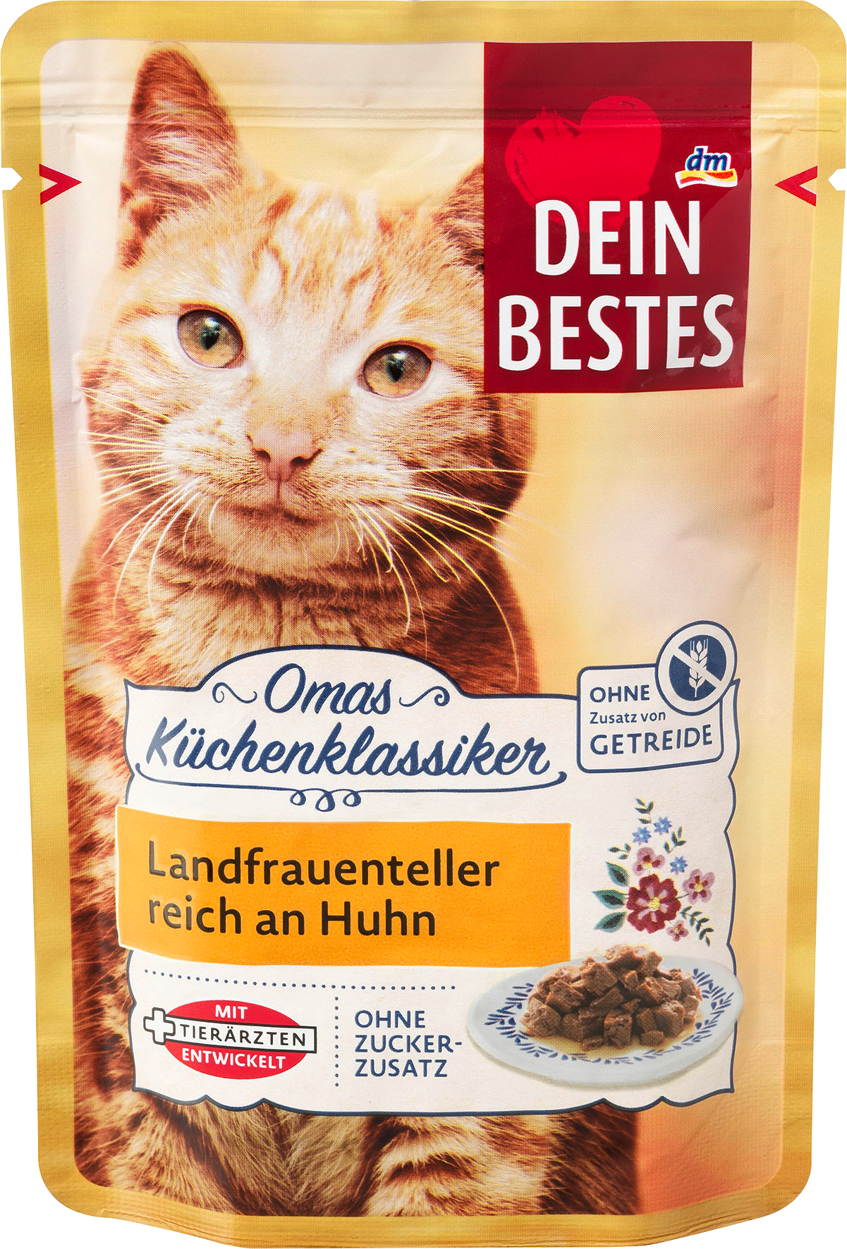 الحيوانات الأليفة من Dein Bestes — Nassfutter Katze Landfrauenteller reich an Huhn, Omas Küchenklassiker