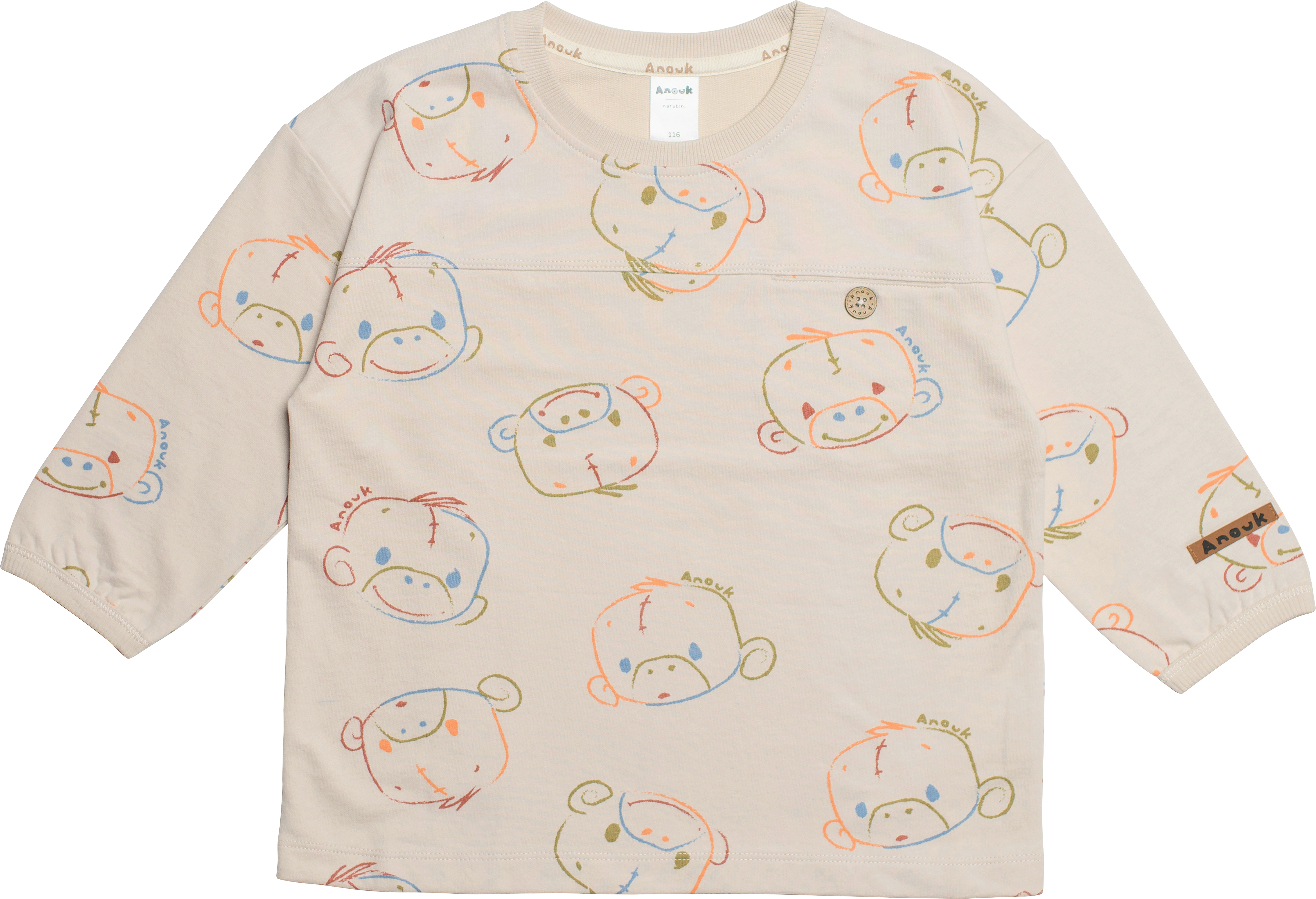 Anouk Langarmshirt mit Tasche & Affi-Motiv, beige, Gr. 116