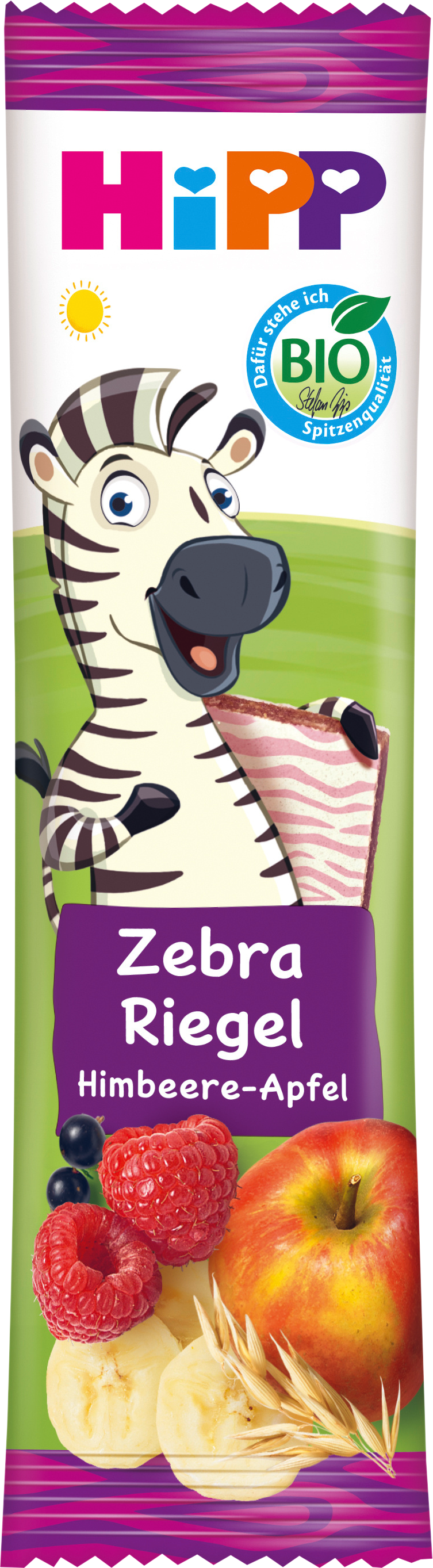 منتجات متنوعة من HiPP — Früchteriegel Zebra Himbeere in Banane-Apfel, ab 1 Jahr