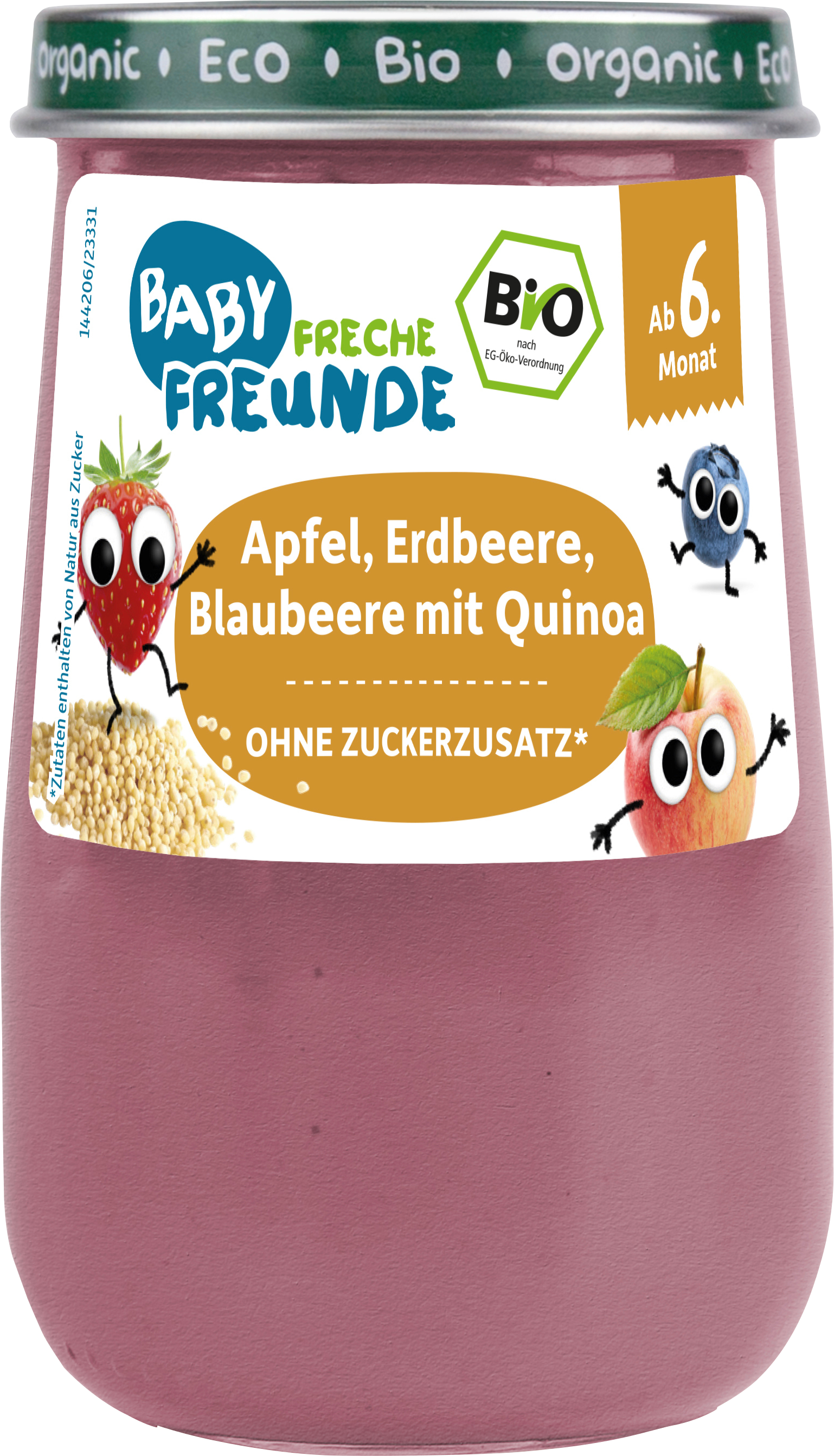 Frucht & Getreide Apfel, Erdbeere, Blaubeere mit Quinoa ab dem 6. Monat