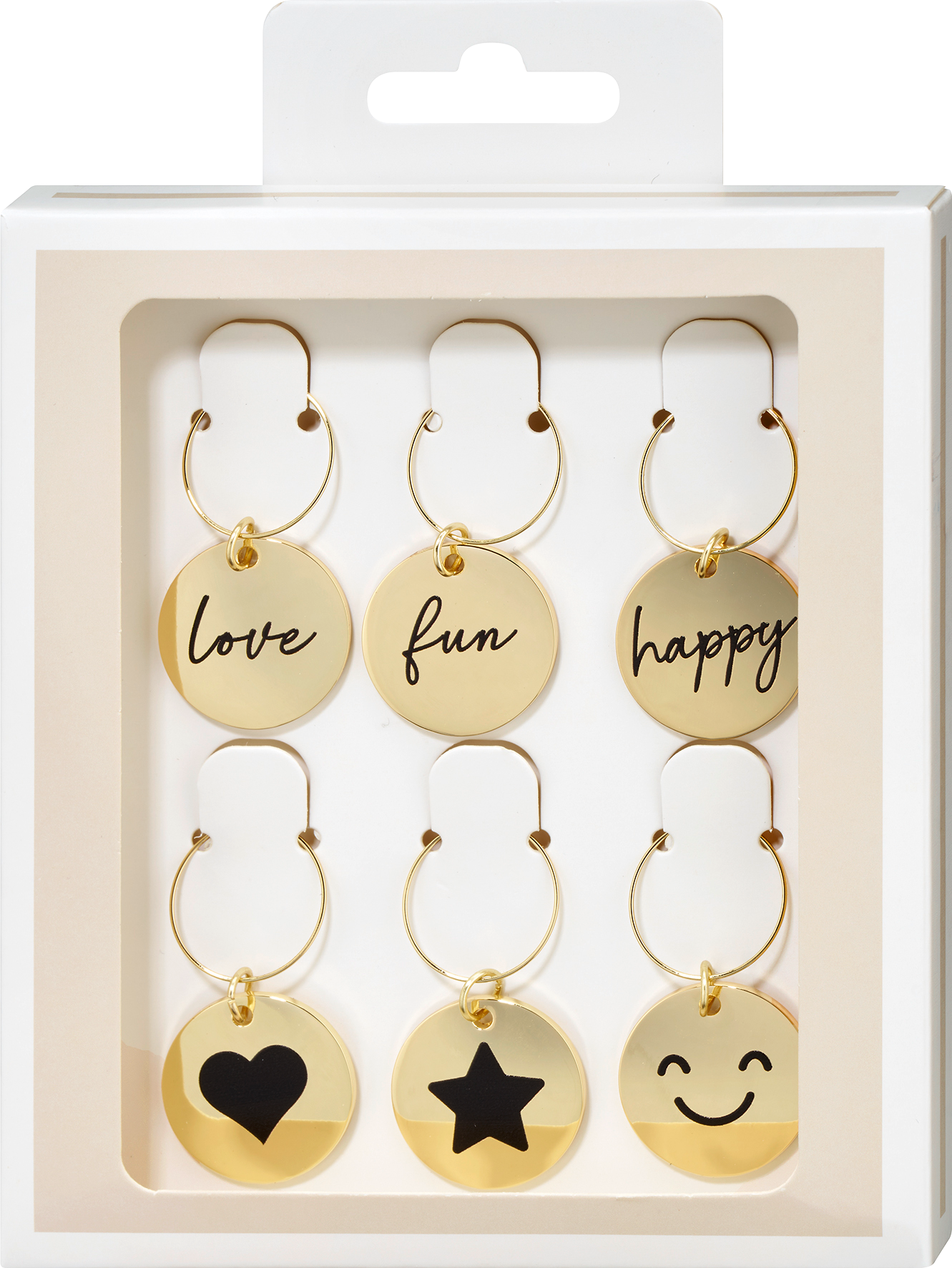 Glasmarkierer-Set aus Metall, gold (2,5x0,2 cm)