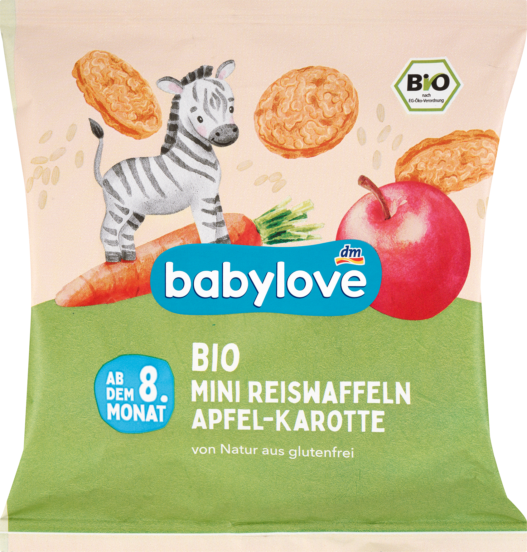 الأطفال والرضع من babylove — Babysnack Reiswaffeln Apfel & Karotte, ab dem 8. Monat