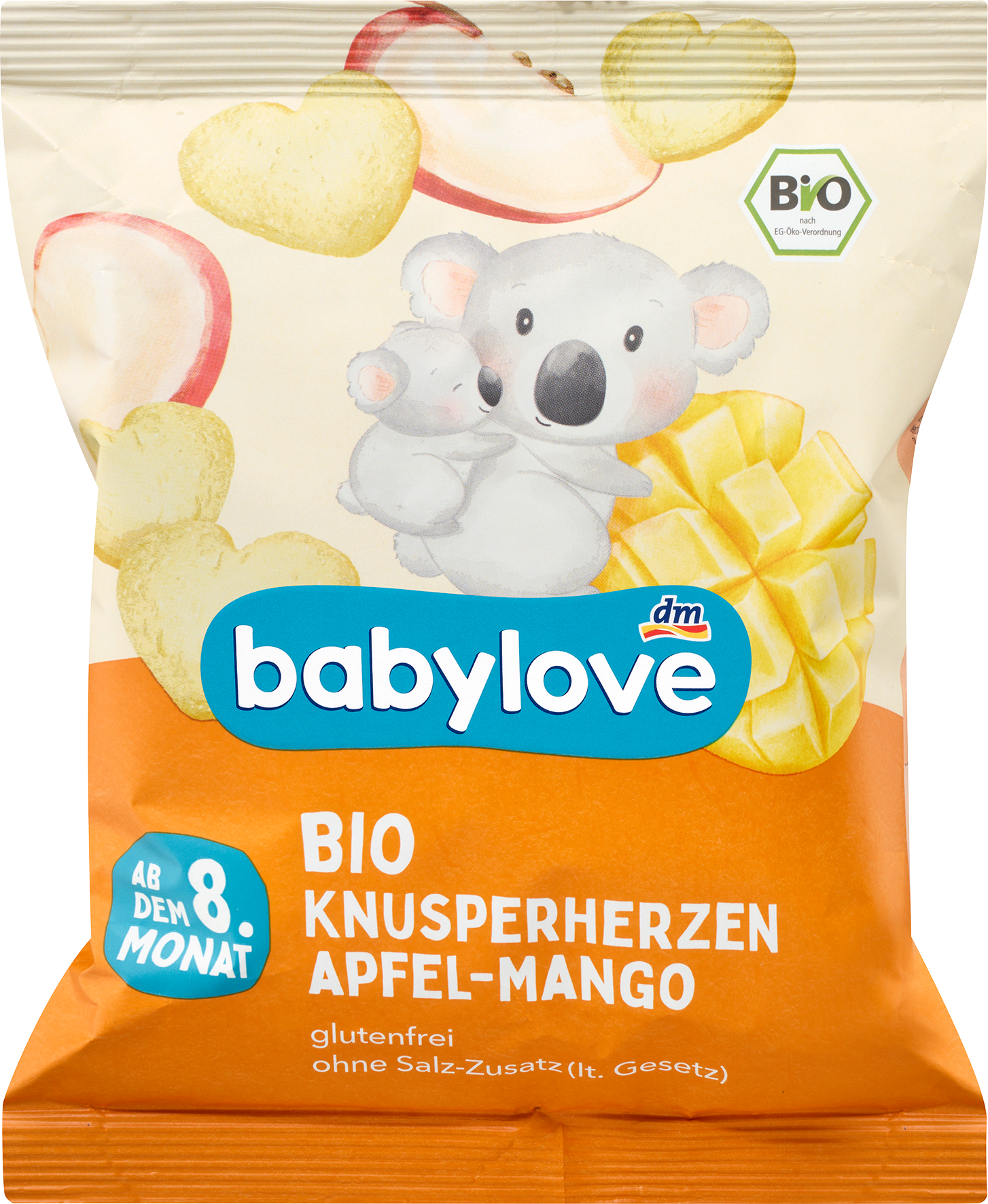 الأطفال والرضع من babylove — Babysnack Knusperherzen Apfel-Mango, ab dem 8. Monat